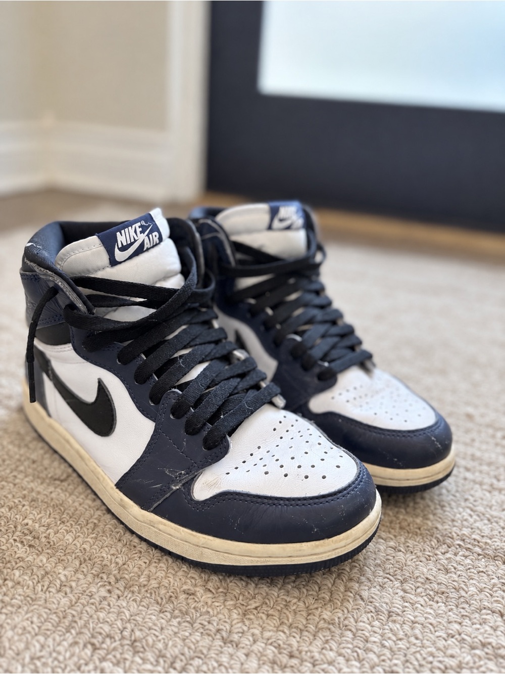 Nike Air Jordan 1 High-Top Sneakers | Navy & White